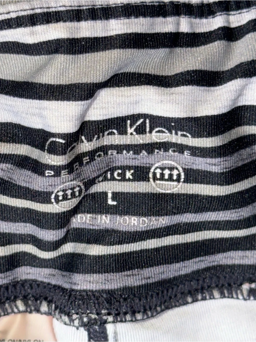 Calvin Klein Performance Black & Grey & Olive Green Striped Leggings
